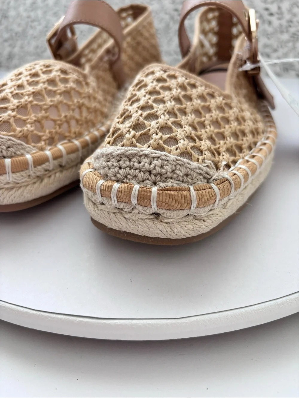 Time and Tru Raffia Espadrille Mary Jane Flats Womens 7 Memory Foam NWT